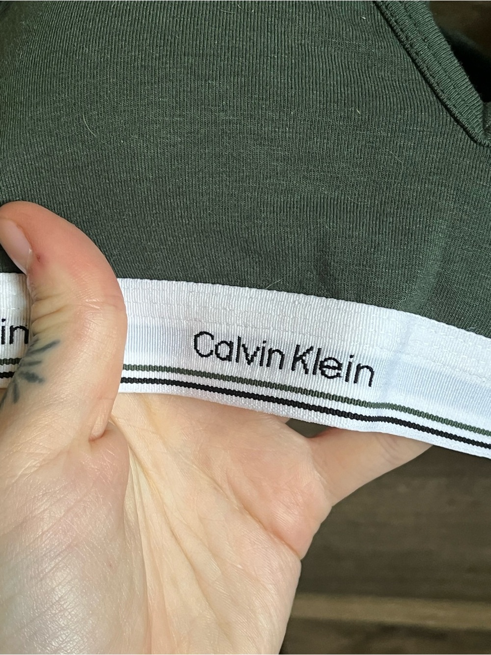 Calvin Klein Women's Olive Green Triangle Bralette - Picture 5 of 5